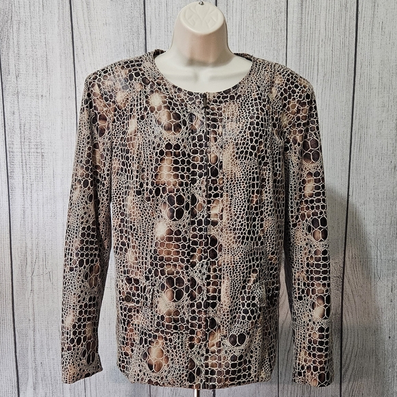 Elementz Full Zip Faux Leather Long Sleeve Reptile Print Jacket - Picture 2 of 7